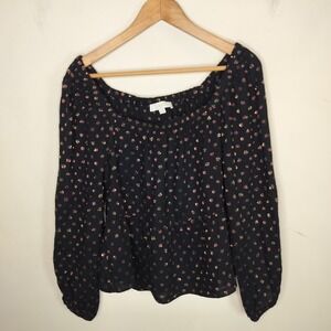 LOFT Metallic Polka Dot‎ Top Elastic Neckline + Cuff